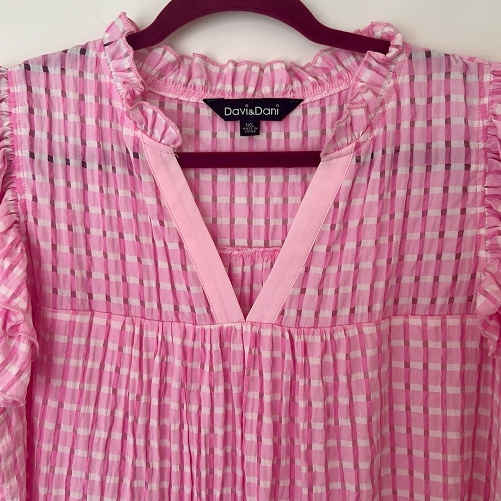 Davi & Dani Pink Gingham Top - Picture 3 of 6